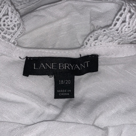 Lane Bryant White Crochet Back Tunic Top Plus Size 18/20 Rayon Slub Knit - Picture 4 of 6